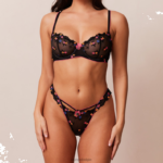Neon balconette bh en g-string set vrouwen zwart Lounge ondergoed 008ZJ62