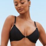 New Yorkse bikinitop met textuur vrouwen zwart Lounge badkleding 008ZJ982