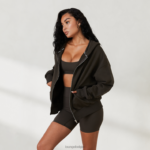 oversized hoodie met rits x jess hunt vrouwen zwart gewassen Lounge kleding 008ZJ805 - Image 6