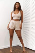 pyjamabroek met ruches vrouwen nerts Lounge kleding 008ZJ925 - Image 8