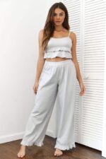 pyjamabroek met ruches vrouwen vorst Lounge kleding 008ZJ941 - Image 8