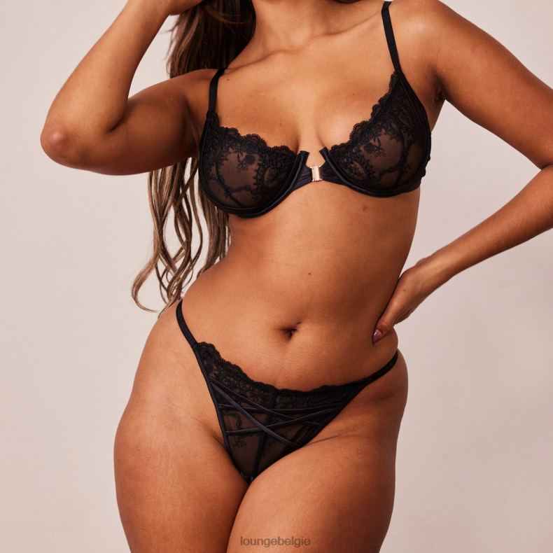 seduce set met balconnetbeha en string/slip met sluiting aan de voorkant vrouwen zwart Lounge ondergoed 008ZJ126 - Image 13
