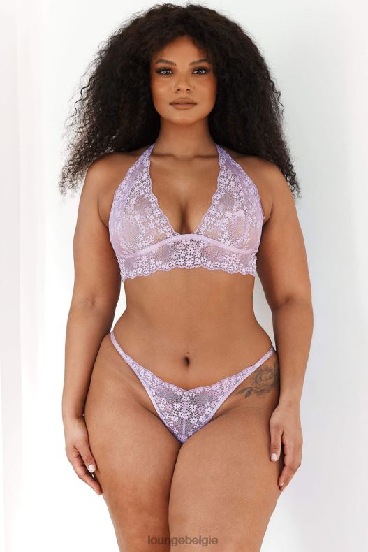Set met kanten triangelbeha en string/slip vrouwen lila Lounge ondergoed 008ZJ207 - Image 4