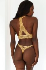 Set met kanten triangelbeha en string/slip vrouwen mosterd Lounge ondergoed 008ZJ222 - Image 14