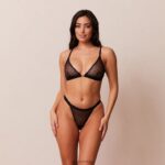 Set met liefdeshart mesh triangelbeha en string/slip vrouwen zwart Lounge ondergoed 008ZJ192 - Image 9