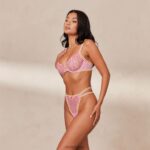 Set met madeliefjes geborduurde balconnetbeha en string/slip vrouwen roze Lounge ondergoed 008ZJ123 - Image 3