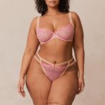 Set met madeliefjes geborduurde balconnetbeha en string/slip vrouwen roze Lounge ondergoed 008ZJ123 - Image 7