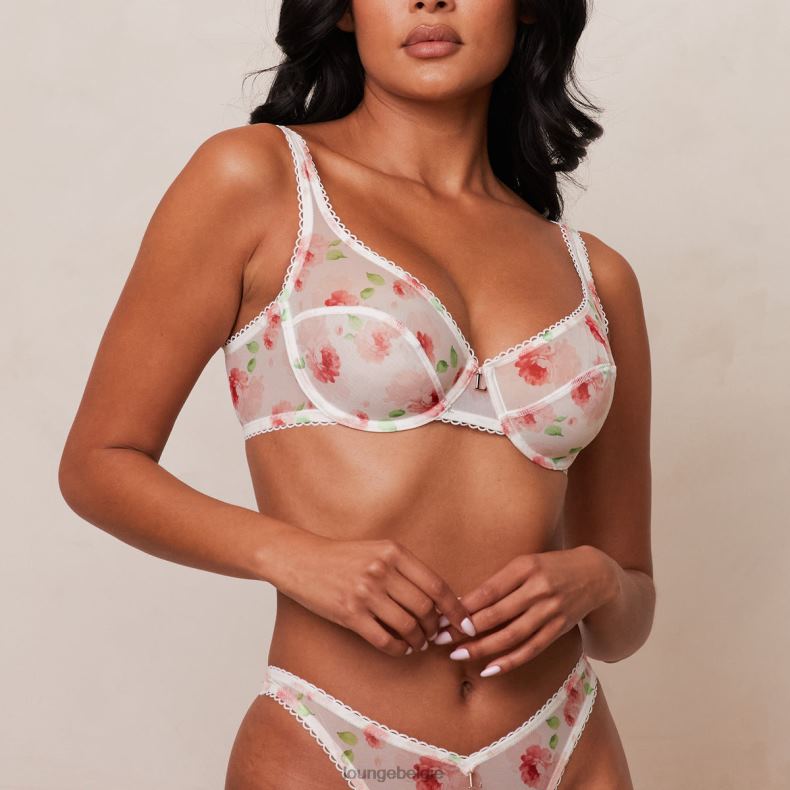 Set van balconnetbeha en string met bloemenmesh vrouwen wit Lounge ondergoed 008ZJ27 - Image 8