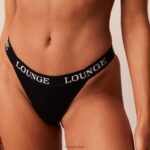 Set van bamboe triangelbeha en string/slip vrouwen helemaal zwart Lounge ondergoed 008ZJ171 - Image 6