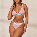 Set van bamboe triangelbeha en string/slip vrouwen roze Lounge ondergoed 008ZJ172 - Image 5