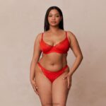 Set van geribbelde balconette-bh en string/slip vrouwen rood Lounge ondergoed 008ZJ131 - Image 4