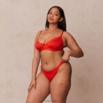 Set van geribbelde balconette-bh en string/slip vrouwen rood Lounge ondergoed 008ZJ131 - Image 8