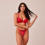 Set van gewatteerde kanten balconette-bh en g-string/slip vrouwen kastanjebruin Lounge ondergoed 008ZJ151 - Image 3