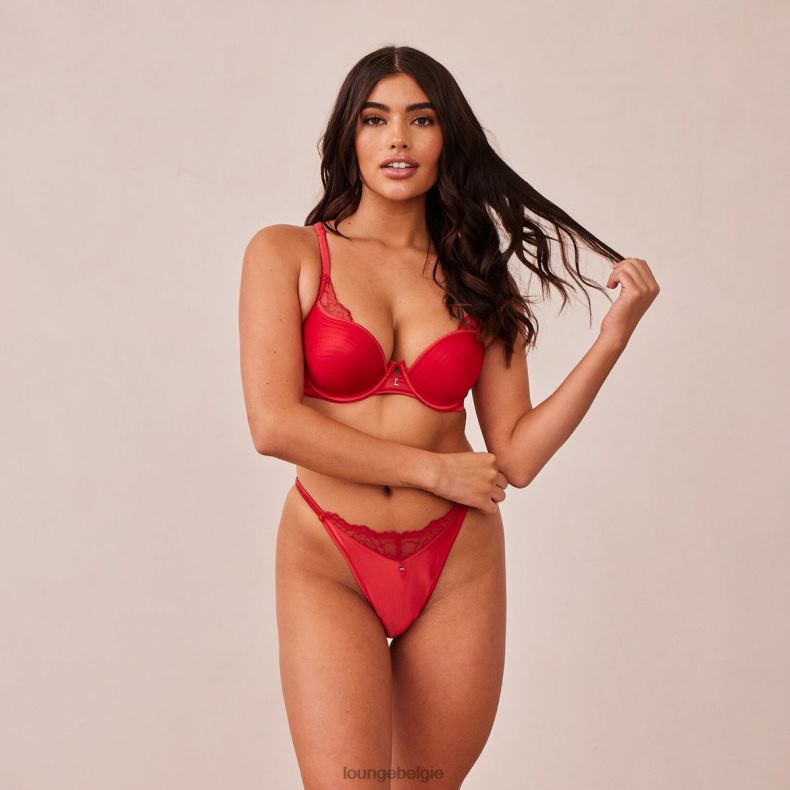 Set van gewatteerde kanten balconette-bh en g-string/slip vrouwen kastanjebruin Lounge ondergoed 008ZJ151 - Image 3