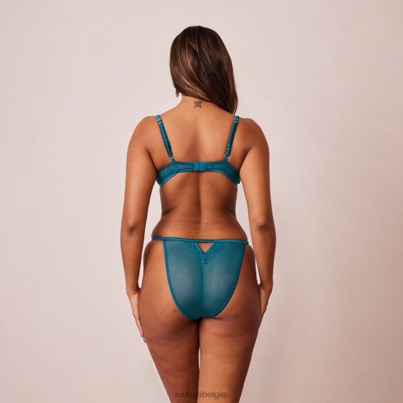 Set van gewatteerde kanten balconette-bh en g-string/slip vrouwen turkoois Lounge ondergoed 008ZJ147 - Image 4