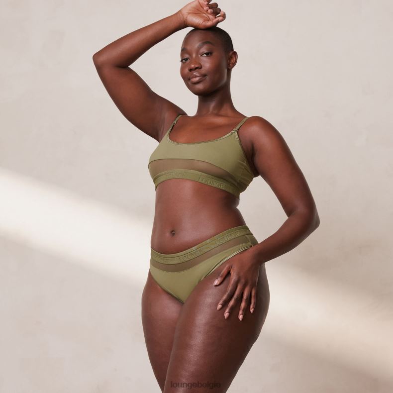 Set van mesh bh en string/slip vrouwen khaki Lounge ondergoed 008ZJ186 - Image 3