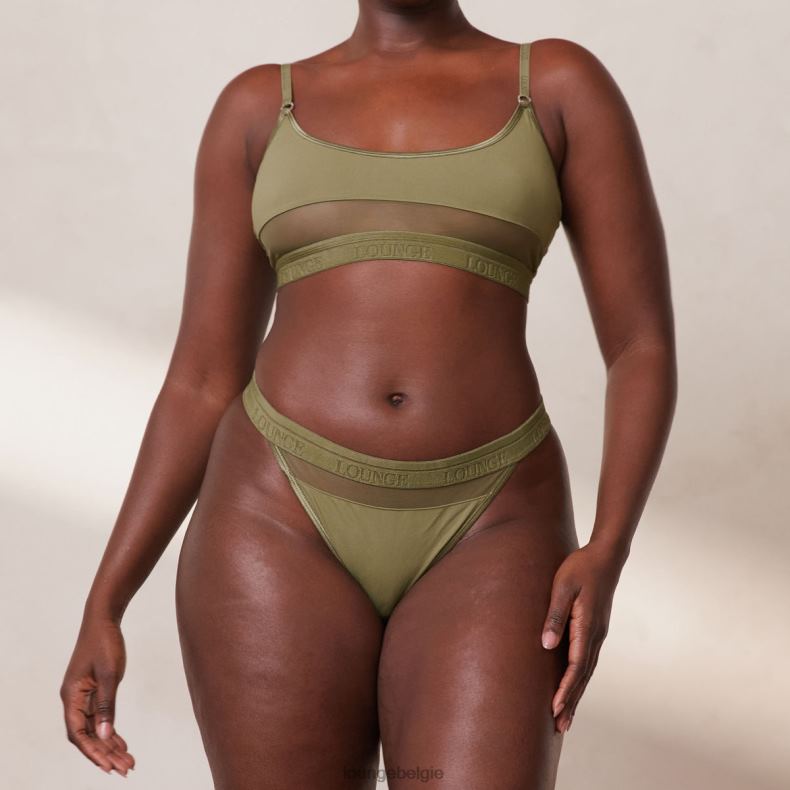 Set van mesh bh en string/slip vrouwen khaki Lounge ondergoed 008ZJ186 - Image 5