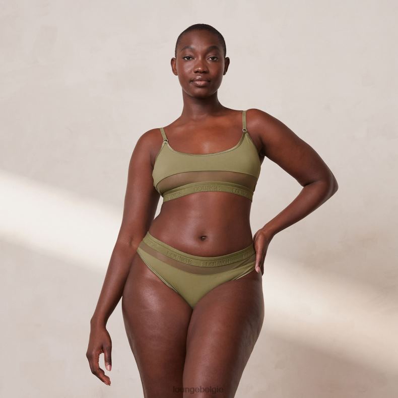 Set van mesh bh en string/slip vrouwen khaki Lounge ondergoed 008ZJ186 - Image 9