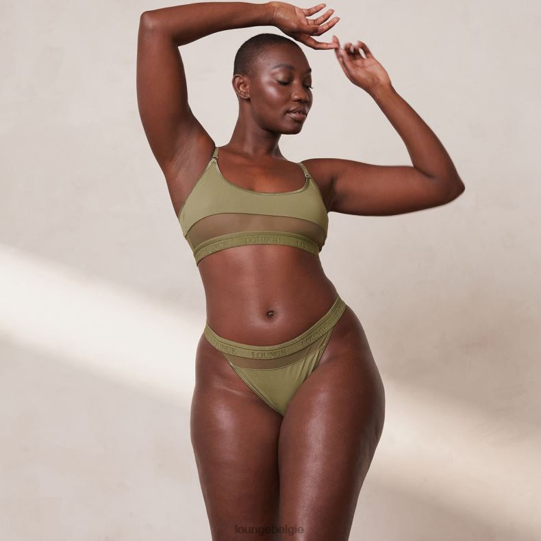 Set van mesh bh en string/slip vrouwen khaki Lounge ondergoed 008ZJ186 - Image 1