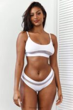Set van mesh bh en string/slip vrouwen wit Lounge ondergoed 008ZJ185 - Image 13