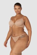 Set van T-shirt-bh en string/slip met gladde sluiting aan de voorkant vrouwen Honing Lounge ondergoed 008ZJ148 - Image 3