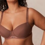 Set van T-shirtbeha en string/slip van gladde mesh vrouwen kastanje Lounge ondergoed 008ZJ122 - Image 15