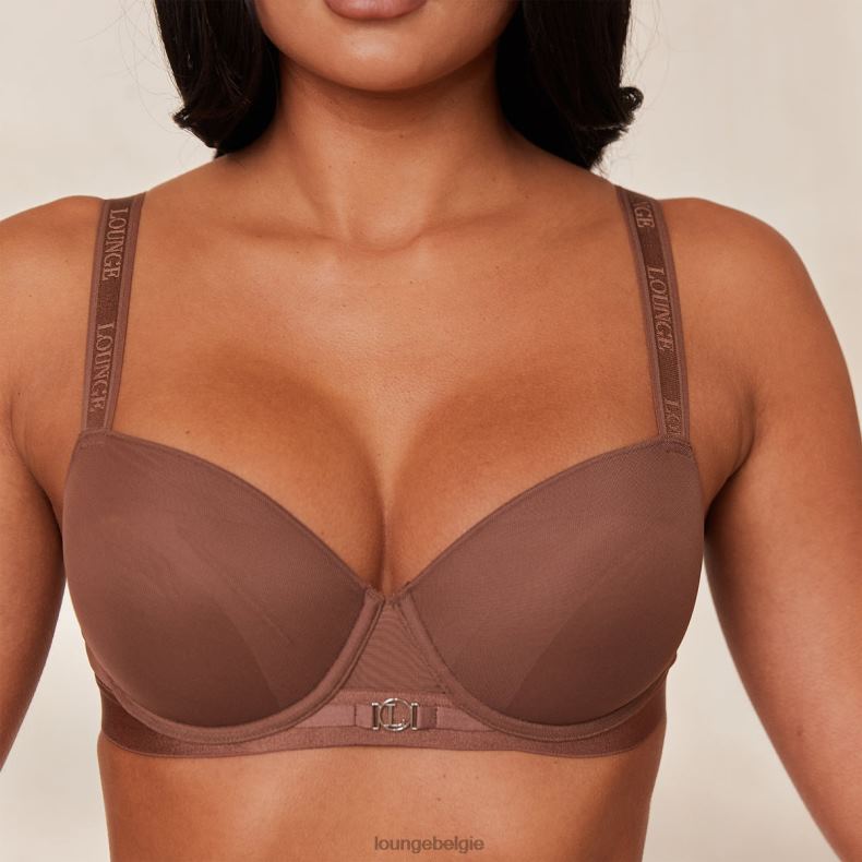 Set van T-shirtbeha en string/slip van gladde mesh vrouwen kastanje Lounge ondergoed 008ZJ122 - Image 8