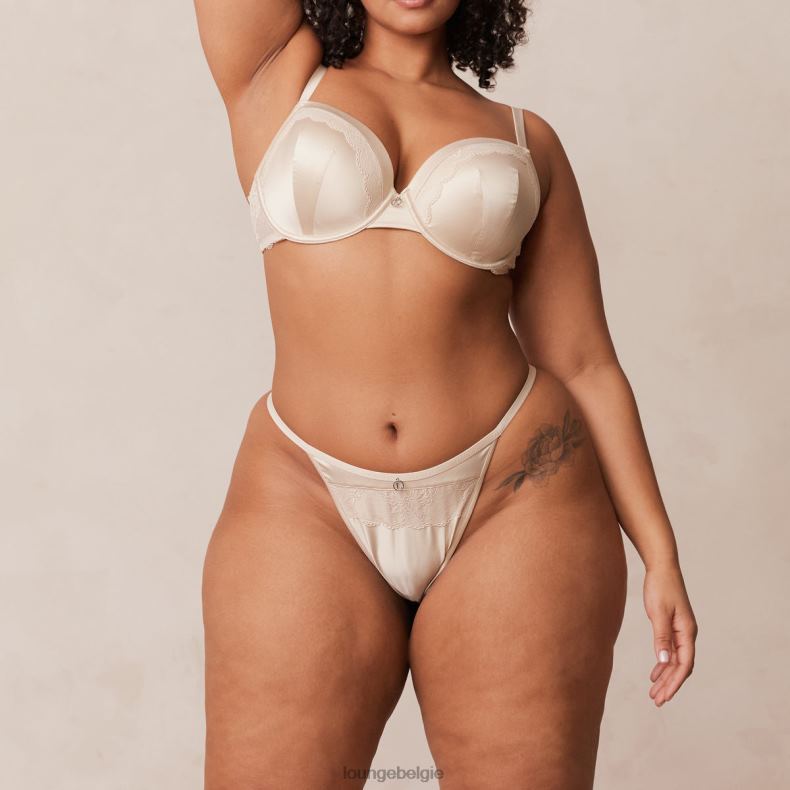 Set van zachte satijnen T-shirt-bh en string/slip vrouwen latte Lounge ondergoed 008ZJ143 - Image 16