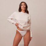 trui met ronde hals vrouwen room Lounge kleding 008ZJ866