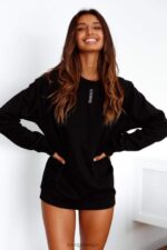 trui met ronde hals vrouwen zwart Lounge kleding 008ZJ864