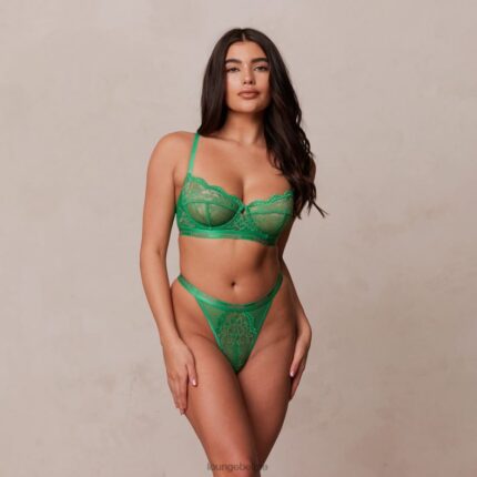 tweekleurige balconnet bh en stringset met bloesem vrouwen groente Lounge ondergoed 008ZJ103