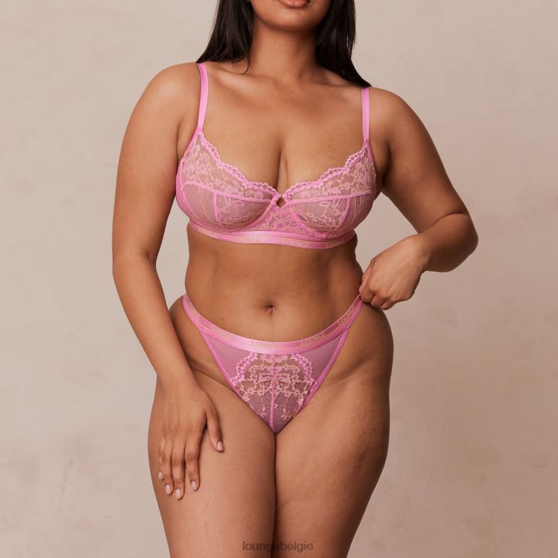 tweekleurige balconnet bh en stringset met bloesem vrouwen roze Lounge ondergoed 008ZJ33 - Image 3