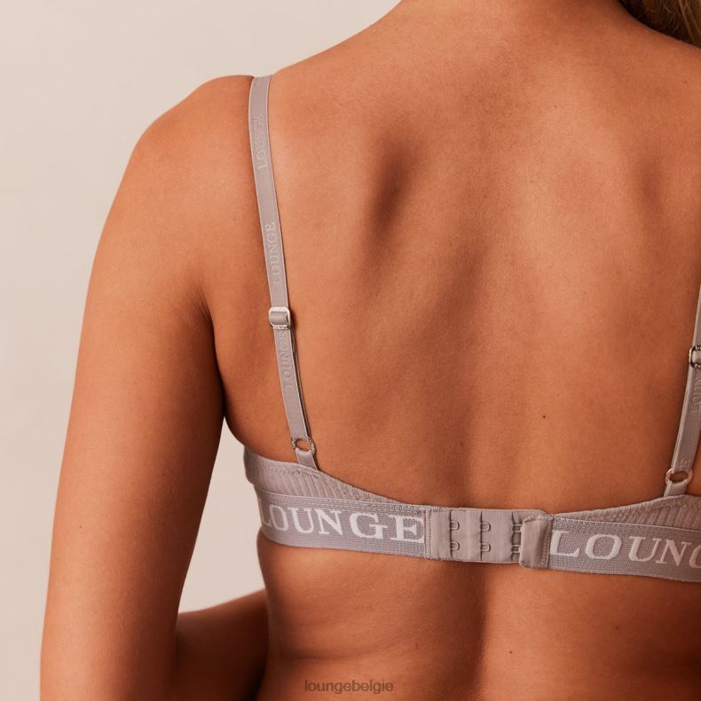 Ultracomfortabele geribbelde T-shirt-bh en stringset vrouwen grijs Lounge ondergoed 008ZJ81 - Image 8
