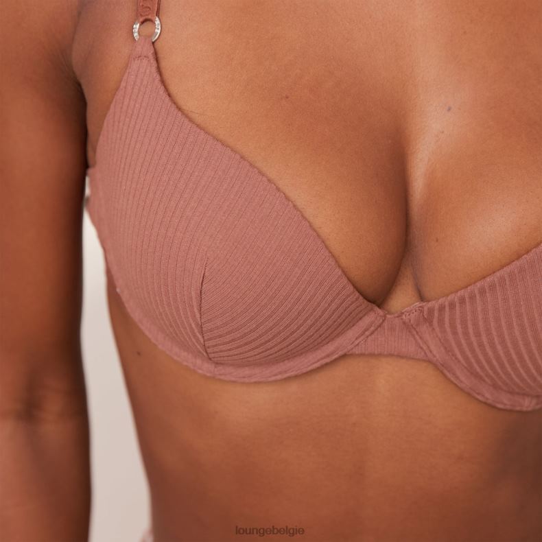 Ultracomfortabele geribbelde T-shirt-bh en stringset vrouwen mokka Lounge ondergoed 008ZJ40 - Image 6