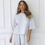 zacht wafelpyjamatopje vrouwen vorst Lounge kleding 008ZJ924 - Image 5