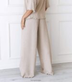 zachte pyjamabroek met wafelpatroon vrouwen nerts Lounge kleding 008ZJ962 - Image 2
