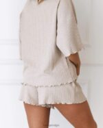 zachte pyjamabroek met wafelpatroon vrouwen nerts Lounge kleding 008ZJ964 - Image 2